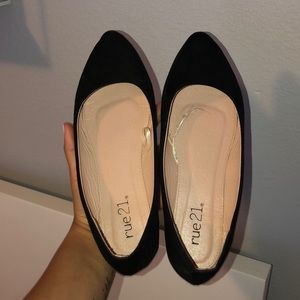 Black suede flats